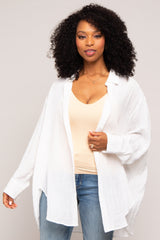 Ivory Lightweight Sheer Button Down Blouse