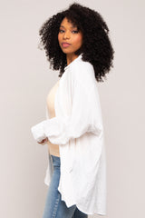 Ivory Lightweight Sheer Button Down Blouse