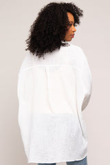 Ivory Lightweight Sheer Button Down Blouse