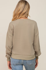 Olive Split V-Neck Long Sleeve Maternity Sweatshirt