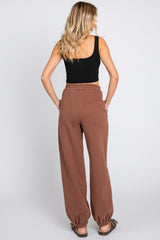 Brown Drawstring Relaxed Fit Sweatpants