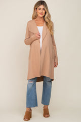 Taupe Draped Maternity Cardigan