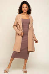 Taupe Draped Cardigan