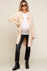 Cream Draped Maternity Cardigan