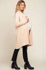 Cream Draped Maternity Cardigan