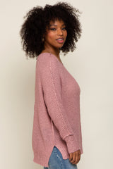 Mauve Chunky Knit Side Slit Sweater