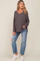 Charcoal Chunky Knit Side Slit Maternity Sweater