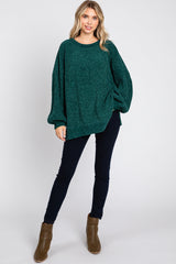 Forest Green Chenille Knit Balloon Sleeve Maternity Sweater