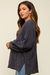 Charcoal Chenille Knit Balloon Sleeve Maternity Sweater