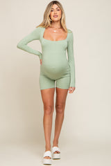 Sage Square Neck Long Sleeve Maternity Romper