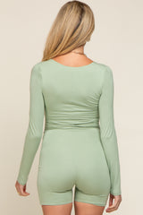 Sage Square Neck Long Sleeve Maternity Romper