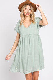 Mint Striped Pocketed Dress