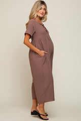 Mocha Crisscross Wide Leg Maternity Jumpsuit