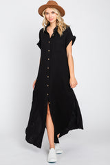 Black Button Down Midi Dress