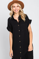 Black Button Down Midi Dress