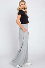 Heather Grey Soft Fleece Wide Leg Lounge Pants