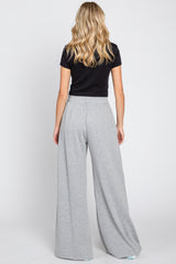 Heather Grey Soft Fleece Wide Leg Lounge Pants