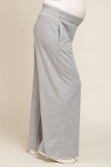 Heather Grey Soft Fleece Wide Leg Maternity Lounge Pants