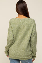 Olive V-Neck Relaxed Fit Maternity Sweater