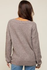 Mocha V-Neck Relaxed Fit Maternity Sweater