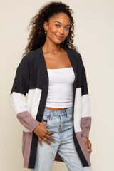 Charcoal Color Blocked Soft Knit Maternity Cardigan