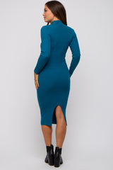 Teal Cutout Fitted Maternity Knit Dress