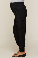 Black Cargo Pocket Maternity Joggers