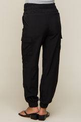 Black Cargo Pocket Maternity Joggers