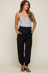 Black Cargo Pocket Maternity Joggers