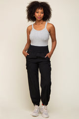 Black Cargo Pocket Maternity Joggers