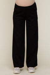 Black Basic Wide Leg Maternity Lounge Pants