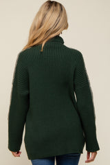 Forest Green Contrast Stitch Turtleneck Maternity Sweater