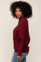 Burgundy Funnel Neck Dolman Sleeve Sweater