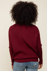 Burgundy Funnel Neck Dolman Sleeve Sweater