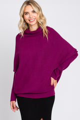 Plum Funnel Neck Dolman Sleeve Maternity Sweater