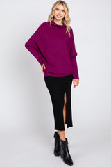 Plum Funnel Neck Dolman Sleeve Sweater