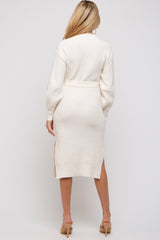 Ivory Side Slit Maternity Sweater Midi Dress