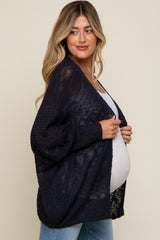 Navy Open Knit Long Dolman Sleeve Maternity Cardigan