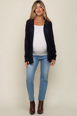 Navy Open Knit Long Dolman Sleeve Maternity Cardigan