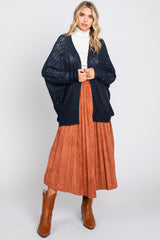 Navy Open Knit Long Dolman Sleeve Maternity Cardigan