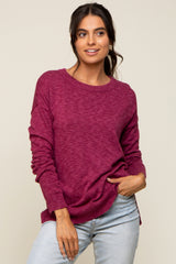 Magenta Knit Long Sleeve Top