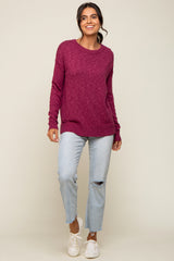 Magenta Knit Long Sleeve Top