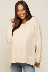 Cream Dolman Sleeve Side Slit Maternity Sweater