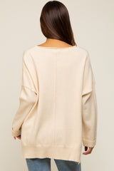 Cream Dolman Sleeve Side Slit Maternity Sweater