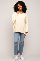 Cream Dolman Sleeve Side Slit Maternity Sweater