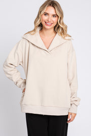 Beige Collared Pullover