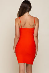 Orange Ribbed Double Strap Maternity Dress