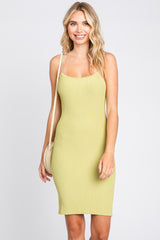 Lime Ribbed Double Strap Maternity Dress