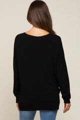 Black Knit V-Neck Long Sleeve Maternity Top