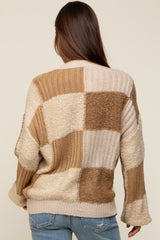 Mocha Multi-Textured Checkered Maternity Sweater